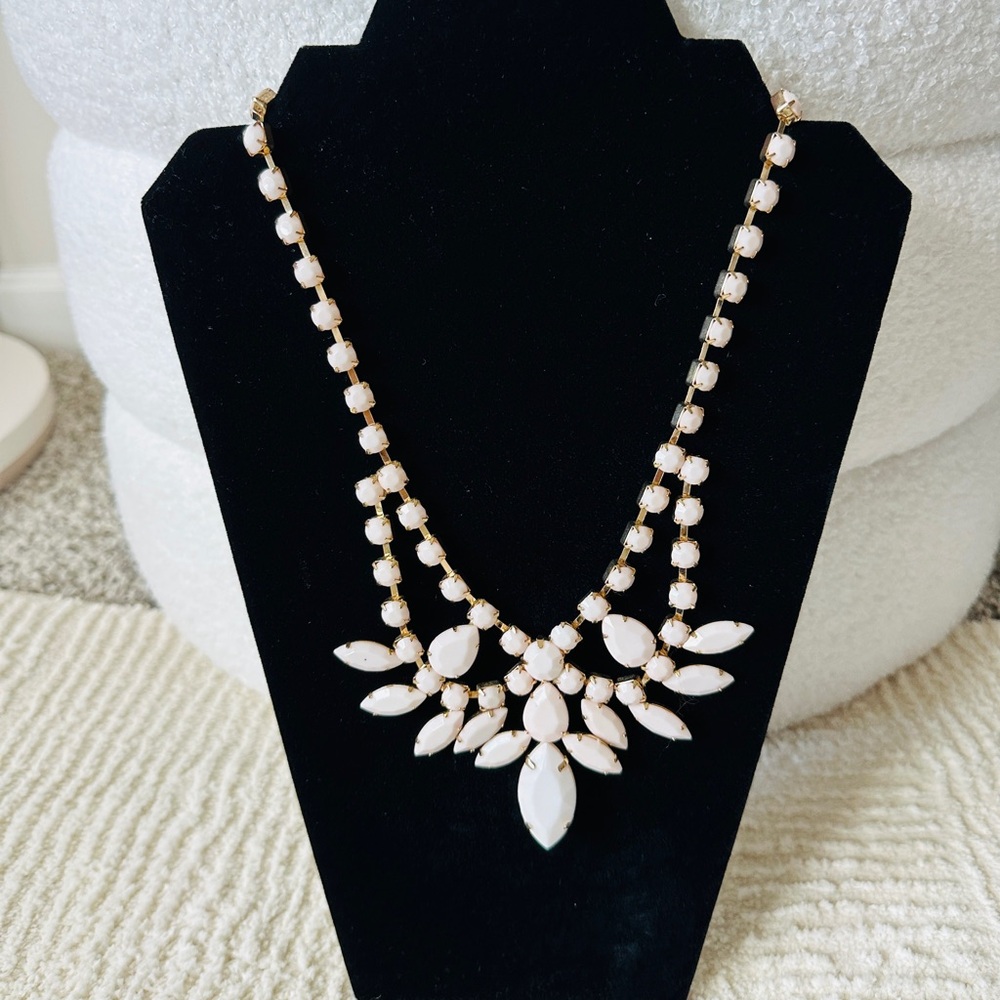 H&M Pink Cluster Acrylic Stone Bib Statement Necklace